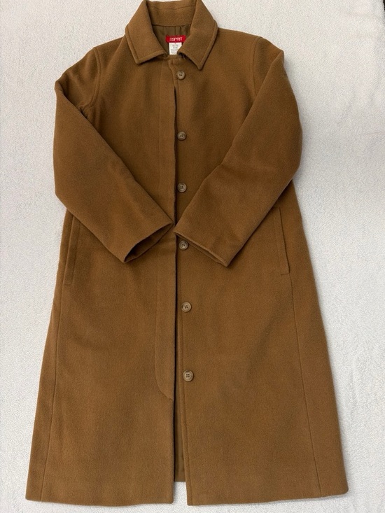 Esprit Jackets & Blazers - Esprit 100% Wool Camel Long Coat Women's Medium Button Front